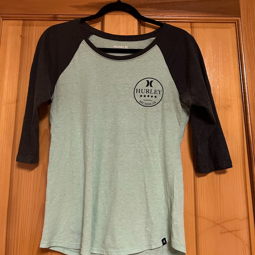 Hurley Kids Long Sleeve Tee - Black and Light Green